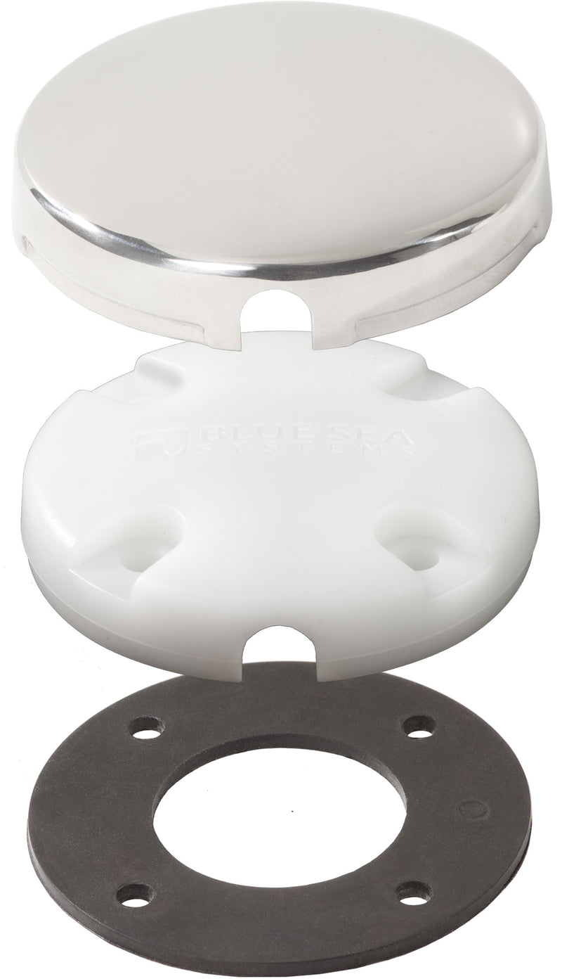 Blue Sea Side Entry CableClam White Max Cable Dia 0.28in With Stainless Steel Cover