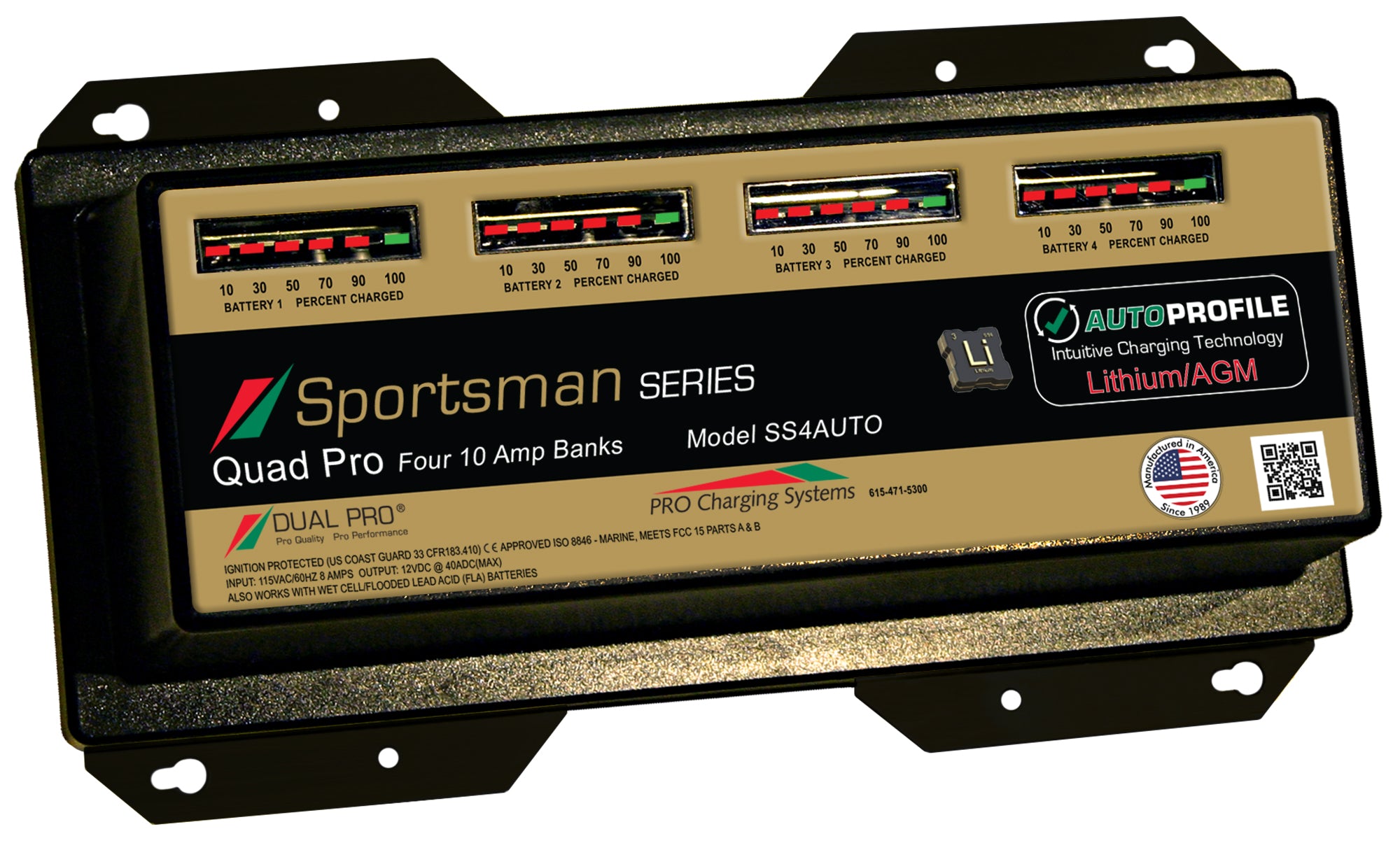 Dual Pro SS4AUTO Battery Charger, Auto Profile 4 Bank 40 Amps — Dolphin ...