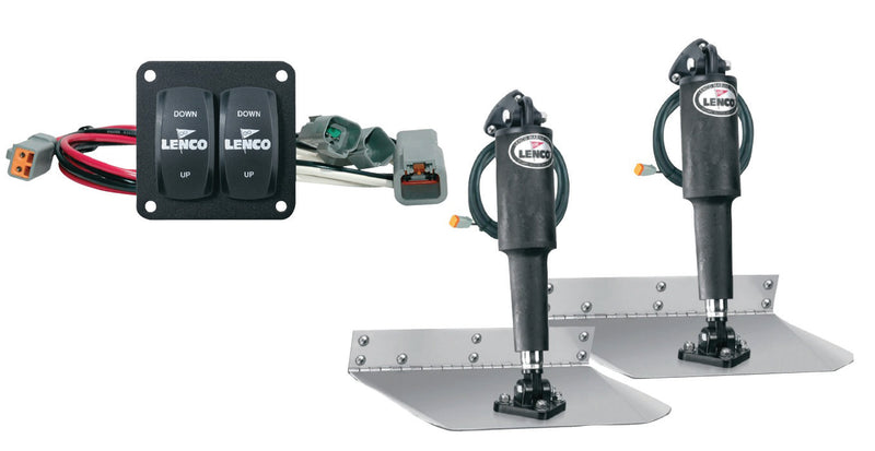 Lenco 9inx12in Standard Mount Trim tab Kit 12v with Double Rocker Switch
